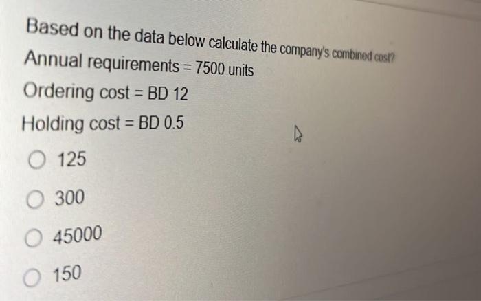 Solved Based on the data below calculate the company's | Chegg.com