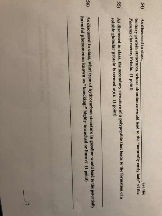 54 As Discussed In Class Are The Tertiary Protei Chegg Com
