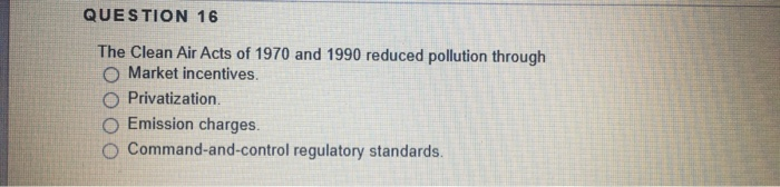 the clean air act of 1970 and 1990 reduced pollution through