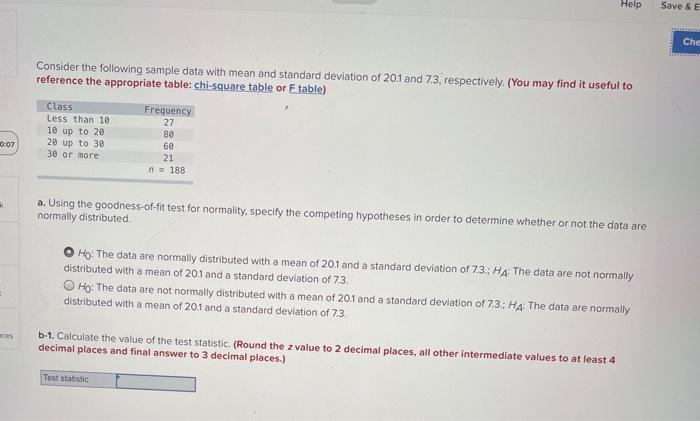 Solved Help Save & E Che Consider The Following Sample Data | Chegg.com