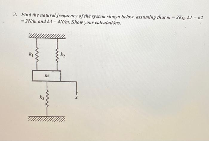 Solved 3. Find the natural frequency of the system shown | Chegg.com