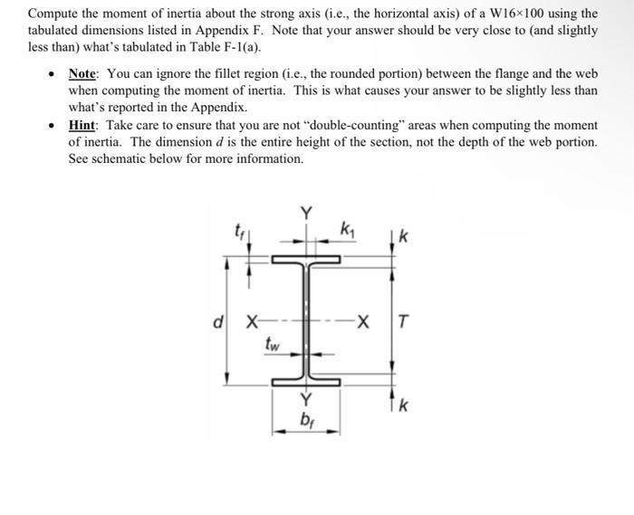 Compute the moment of inertia about the strong axis | Chegg.com