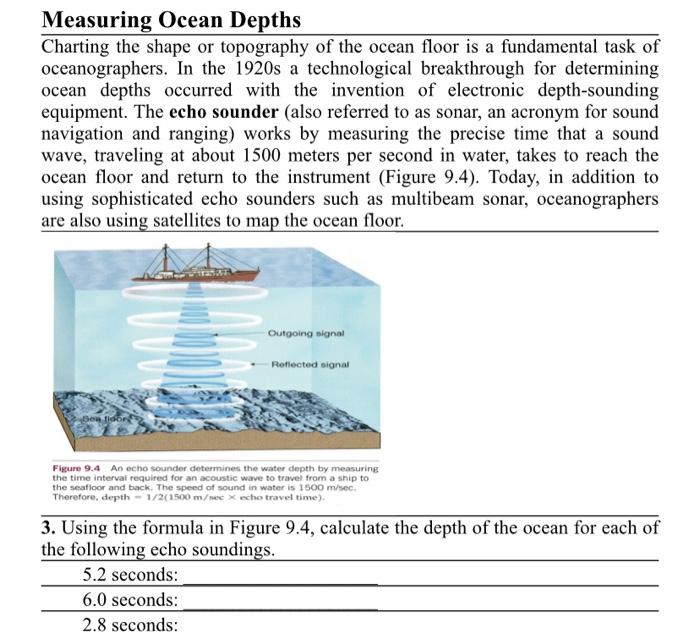 Solved Measuring Ocean Depths Charting the shape or | Chegg.com