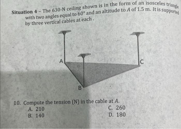 Solved Situation 4 - The 630−N ceiling shown is in the form | Chegg.com