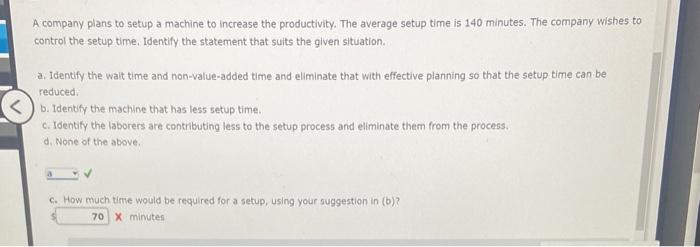 Solved Vernon Inc. Has Analyzed The Setup Time On Its | Chegg.com