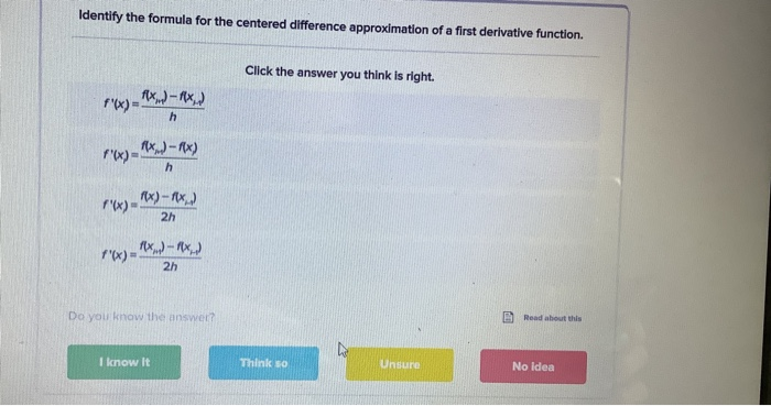 Solved Identify the formula for the centered difference | Chegg.com