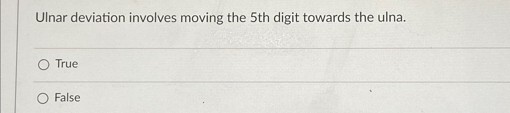 Solved Ulnar deviation involves moving the 5 ﻿th digit | Chegg.com