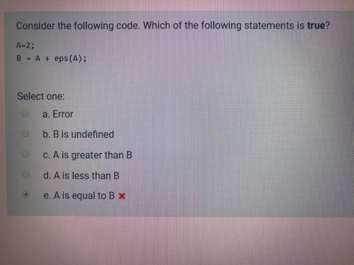 Solved Consider The Following Code. Which Of The Following | Chegg.com