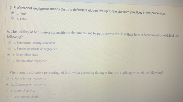 Solved 5 Professional Negligence Means That The Defendant Chegg
