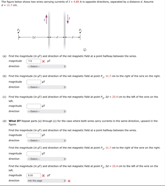 Solved The figure below shows two wires carrying currents of | Chegg.com