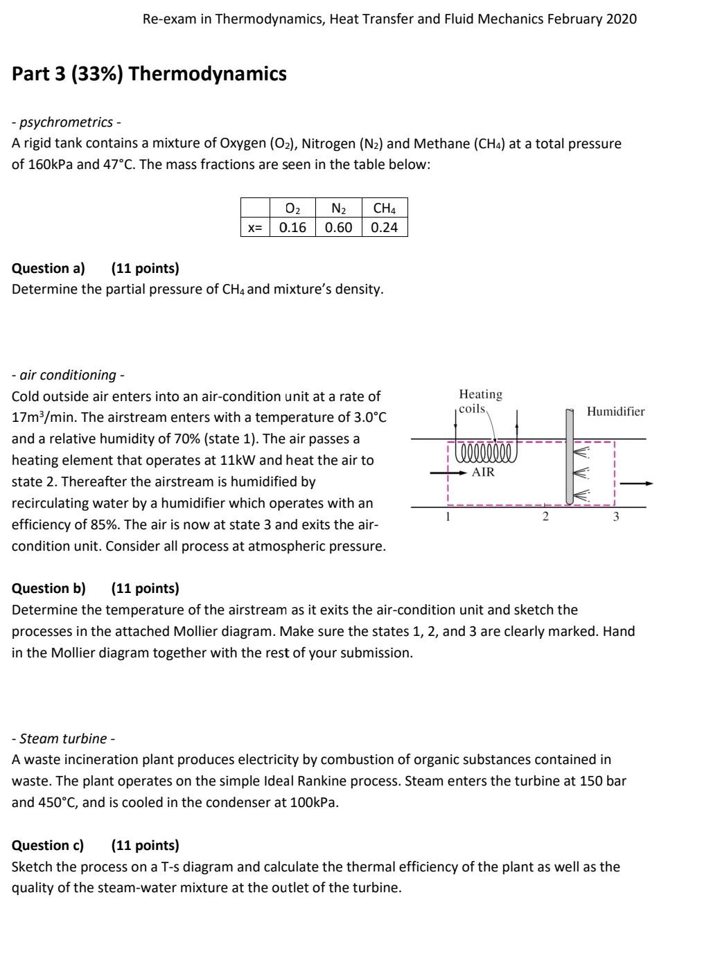 Solved Re-exam in Thermodynamics, Heat Transfer and Fluid | Chegg.com