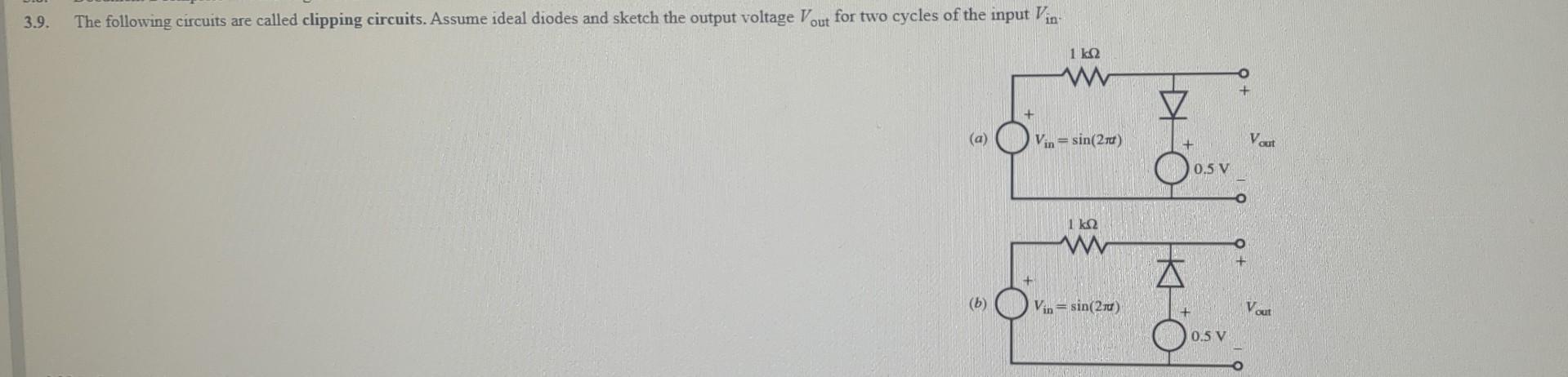 Solved 3.9. The following circuits are called clipping | Chegg.com