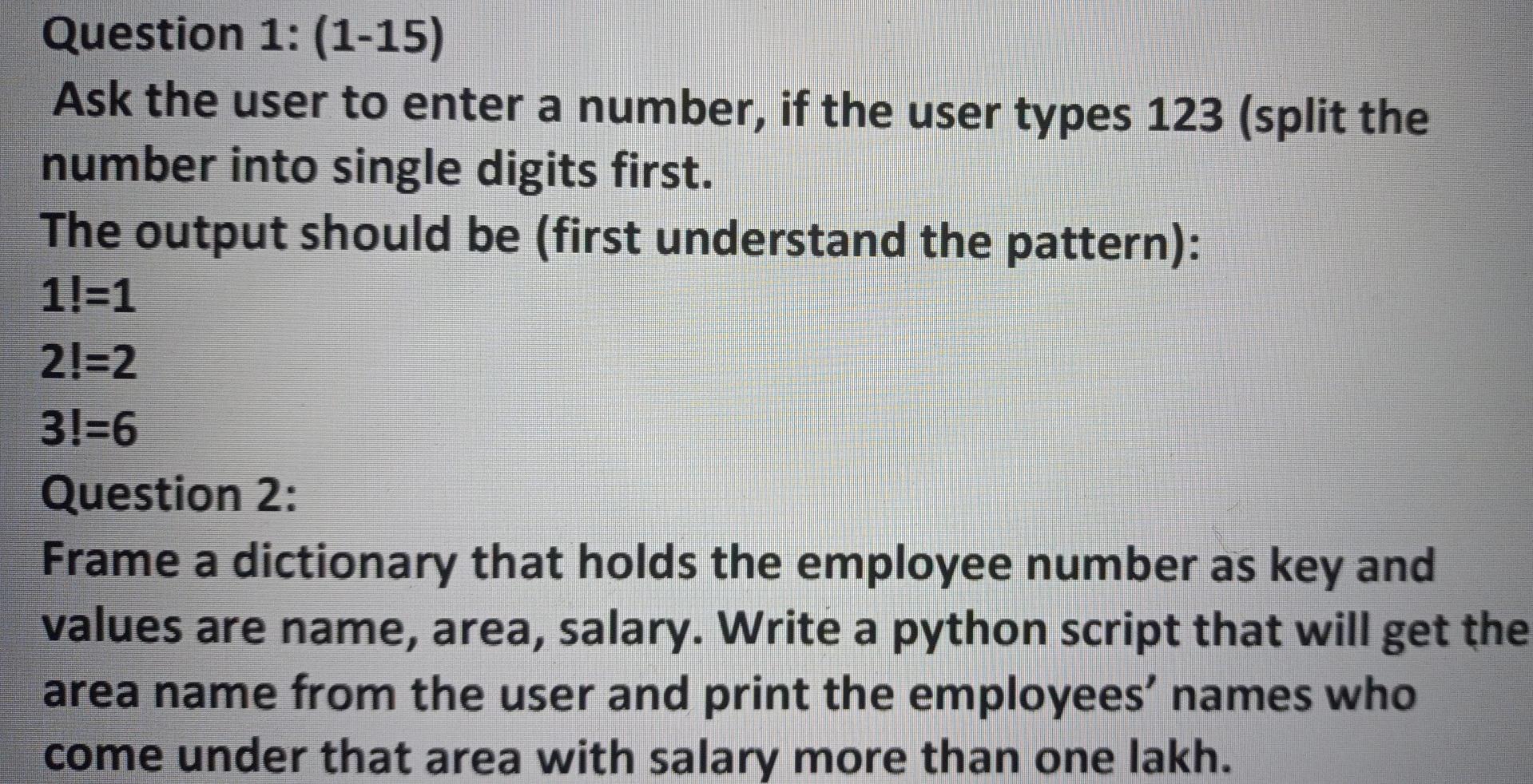 Solved Question 1: (1-15) Ask the user to enter a number, if | Chegg.com