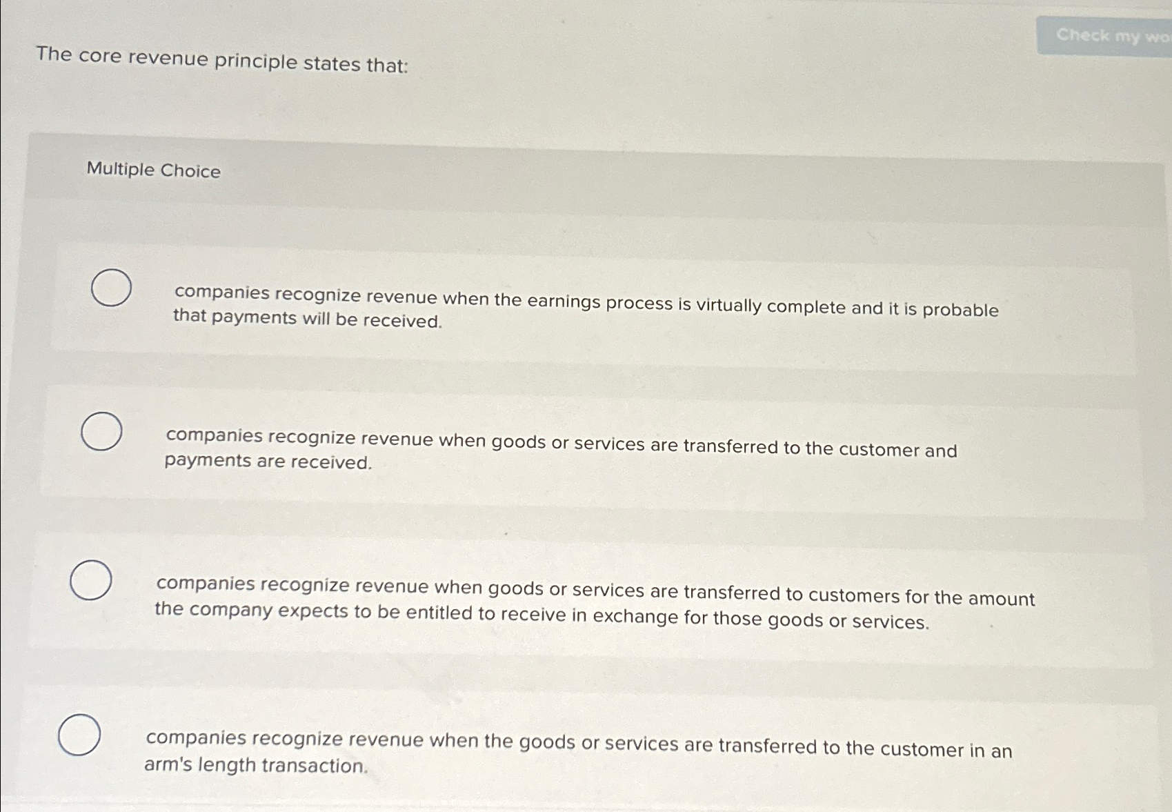 Solved The core revenue principle states that:Multiple | Chegg.com