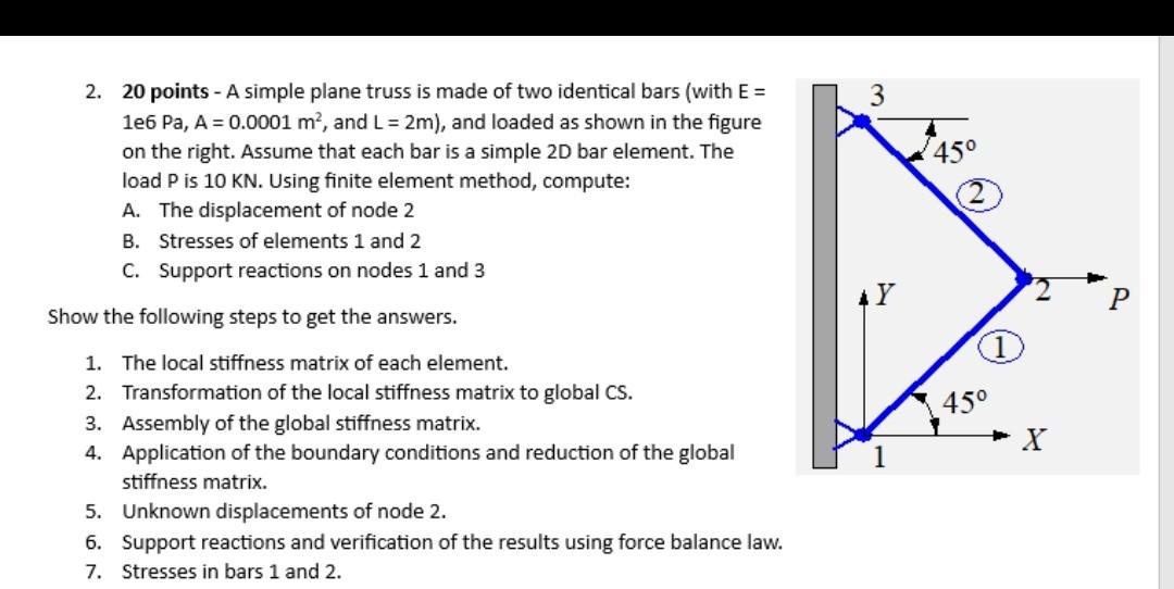 Solved 2 20 Points A Simple Plane Truss Is Made Of Two Chegg solved-2-20-points-a-simple-plane-truss-is-made-of-two-chegg
