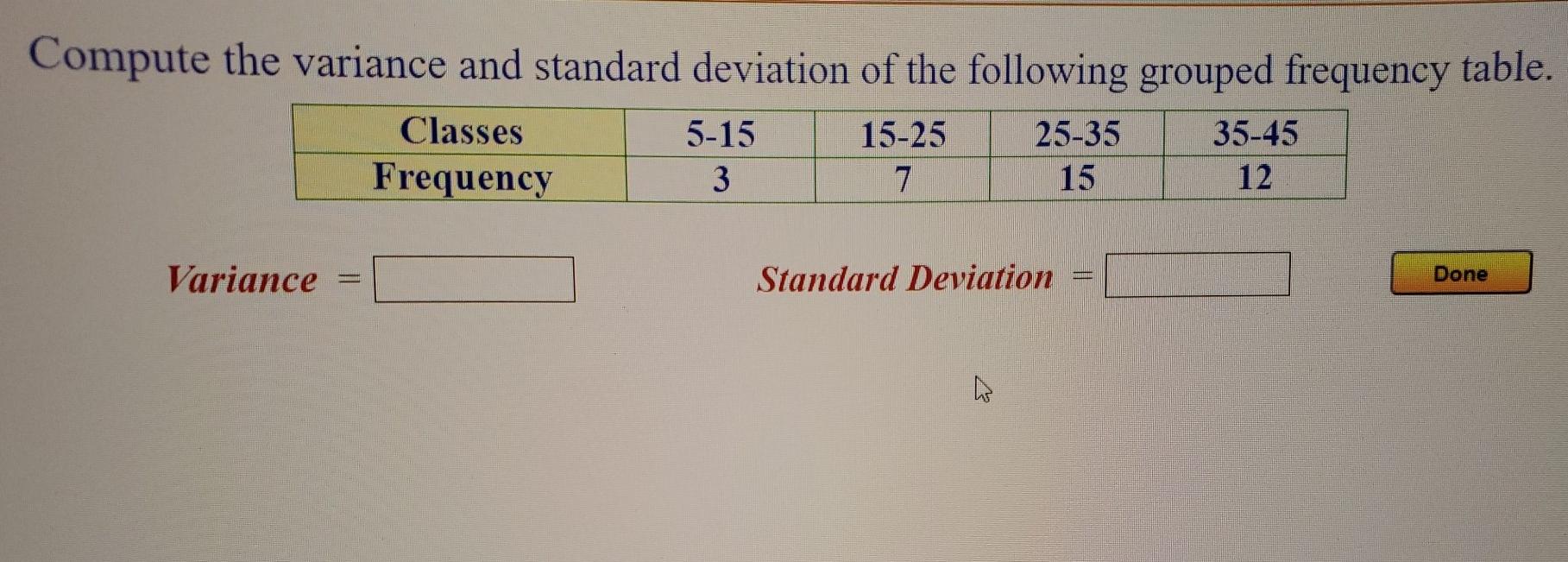 Solved Compute the variance and standard deviation of the | Chegg.com