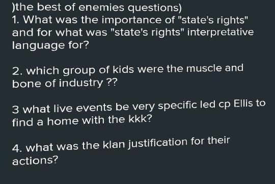 )the best of enemies questions) 1. What was the | Chegg.com