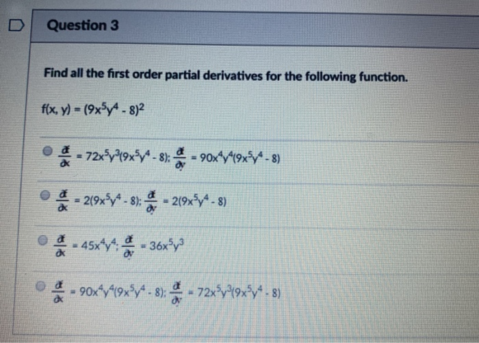 Solved Question 3 Find all the first order partial | Chegg.com