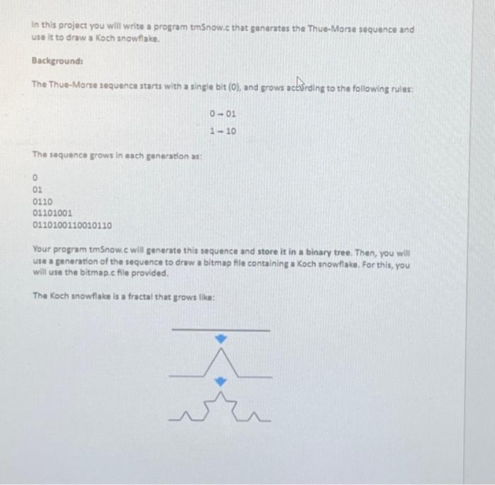 Solved In this project you will write a program tmSnow.c | Chegg.com