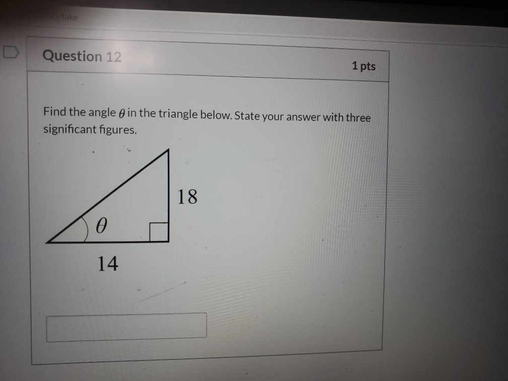 Solved take Question 12 1 pts Find the angle A in the | Chegg.com