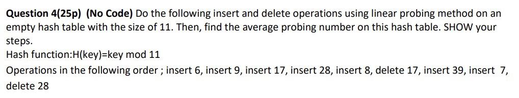 Solved Question 4(25p) (No Code) Do the following insert | Chegg.com