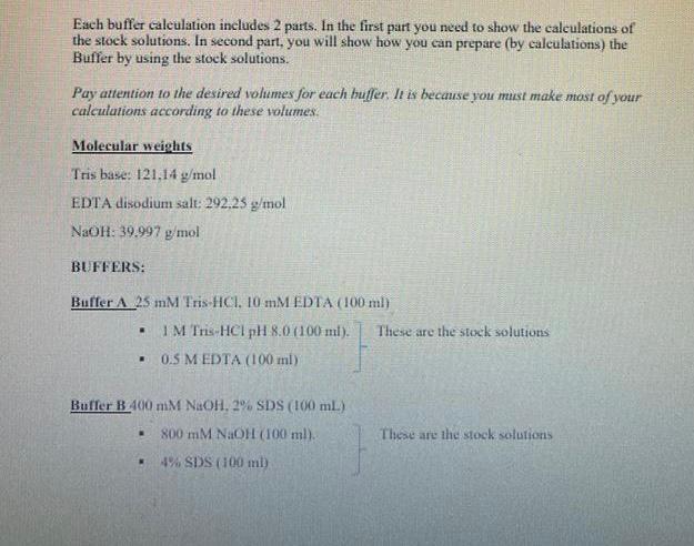 Solved Each buffer calculation includes 2 parts. In the | Chegg.com