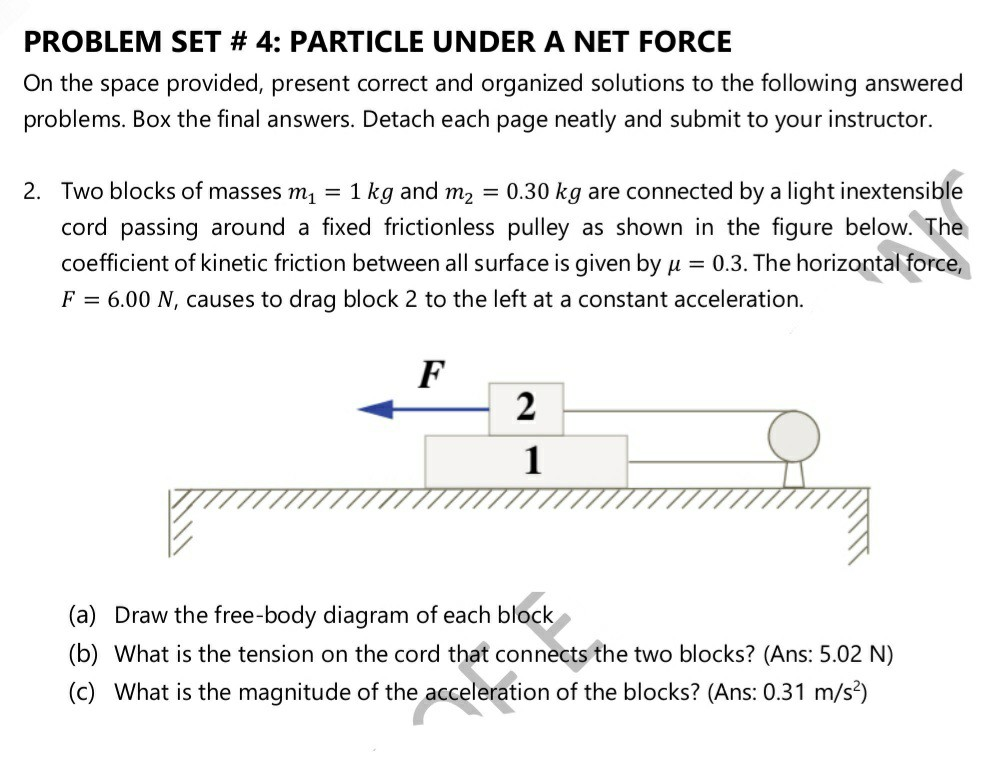 Solved PROBLEM SET # 4: PARTICLE UNDER A NET FORCE On The | Chegg.com