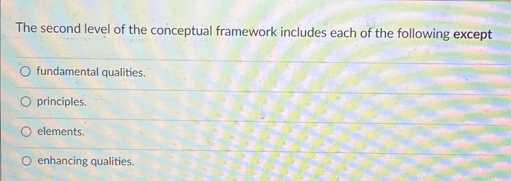 Solved The second level of the conceptual framework includes Chegg com