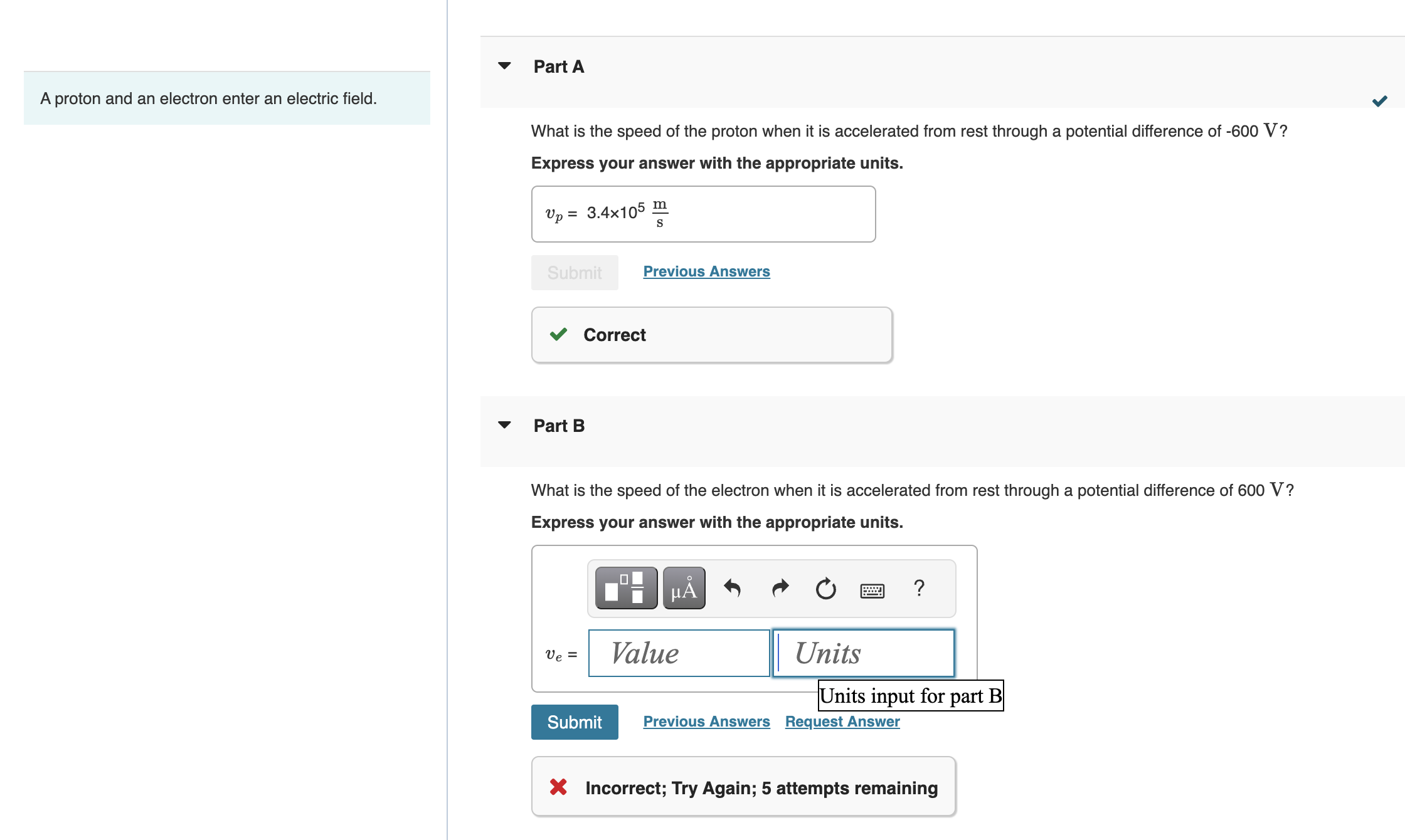 Solved A proton and an electron enter an electric field. | Chegg.com