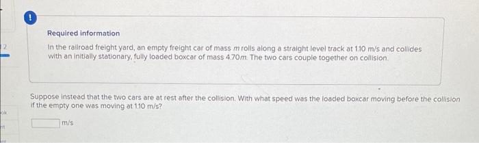 Solved Required information In the raliroad freight yard, an | Chegg.com