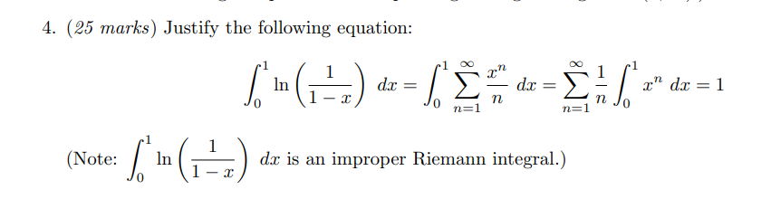 Solved 4. (25 marks) Justify the following equation: | Chegg.com