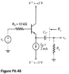 Solved: Consider the emitter-follower amplifier shown in Figure P6 ...