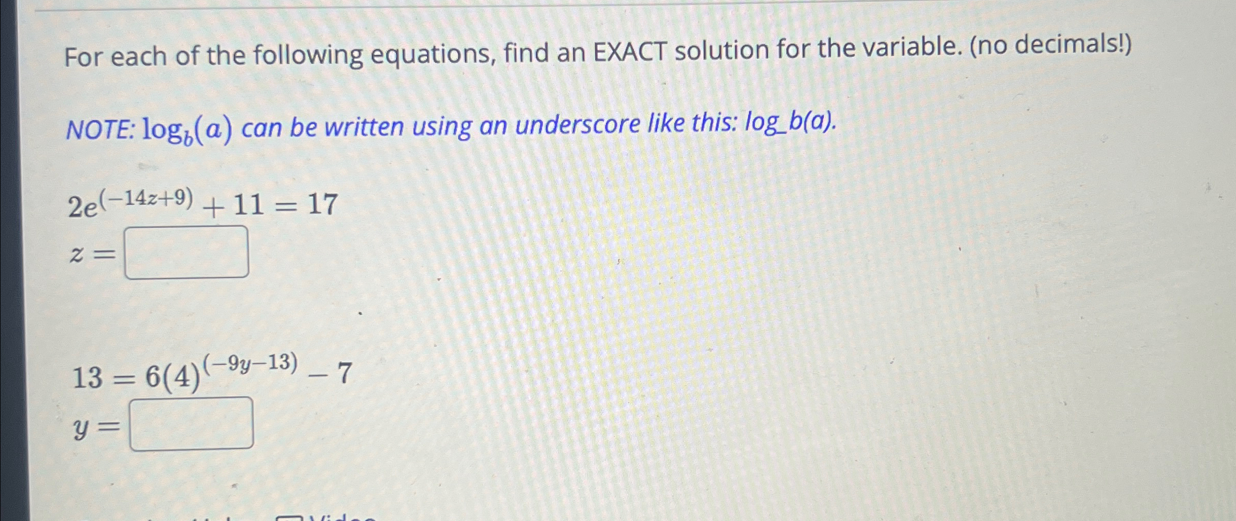 Solved For each of the following equations, find an EXACT | Chegg.com