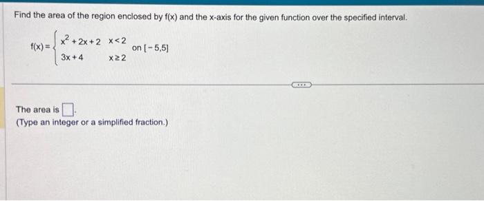 Solved Find The Area Of The Region Enclosed By Fx And The 3671