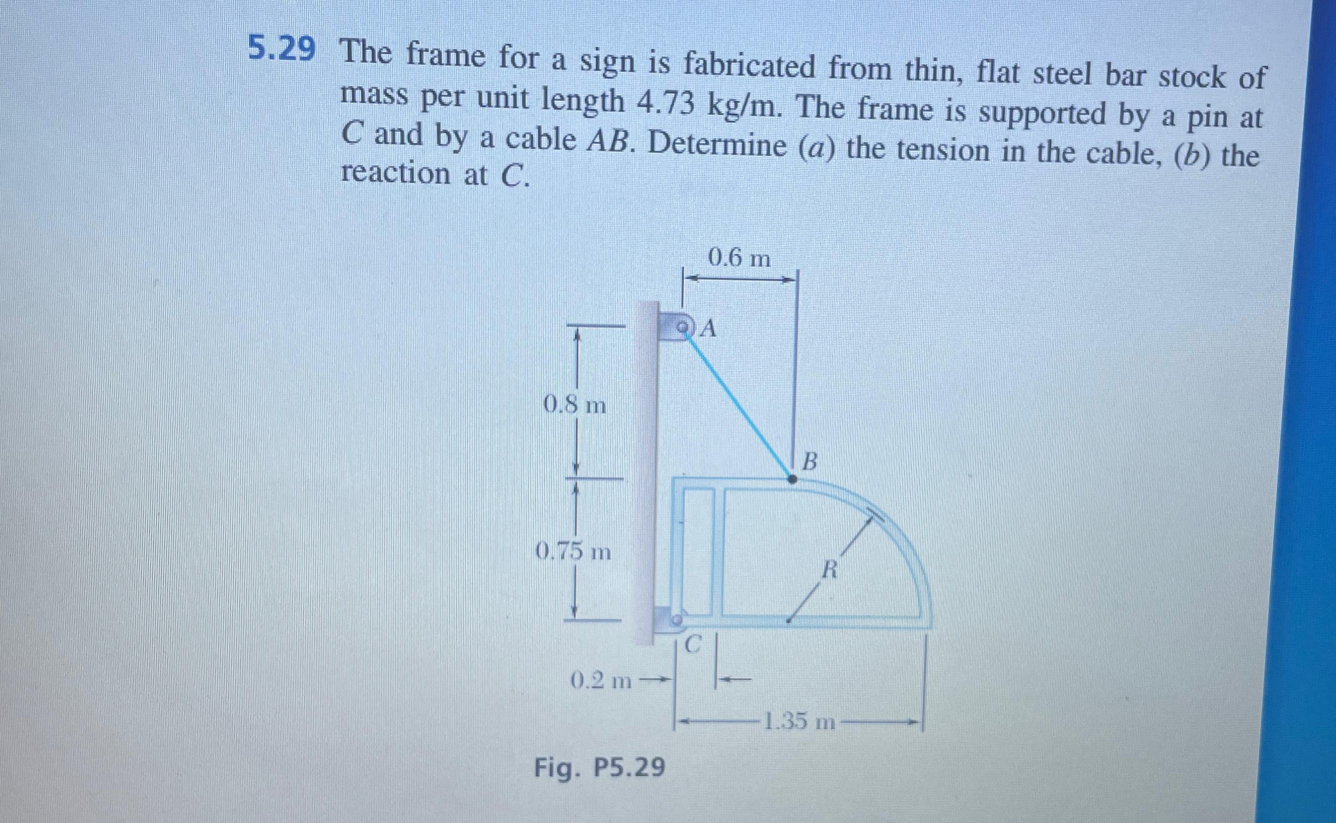 Solved 5.29 ﻿The frame for a sign is fabricated from thin, | Chegg.com