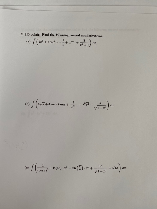 Solved 2 15 Points Find The Following General Chegg Com