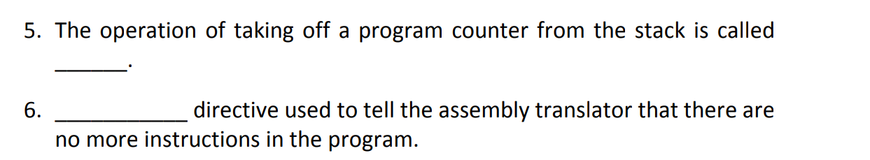 Solved 5. The operation of taking off a program counter from | Chegg.com