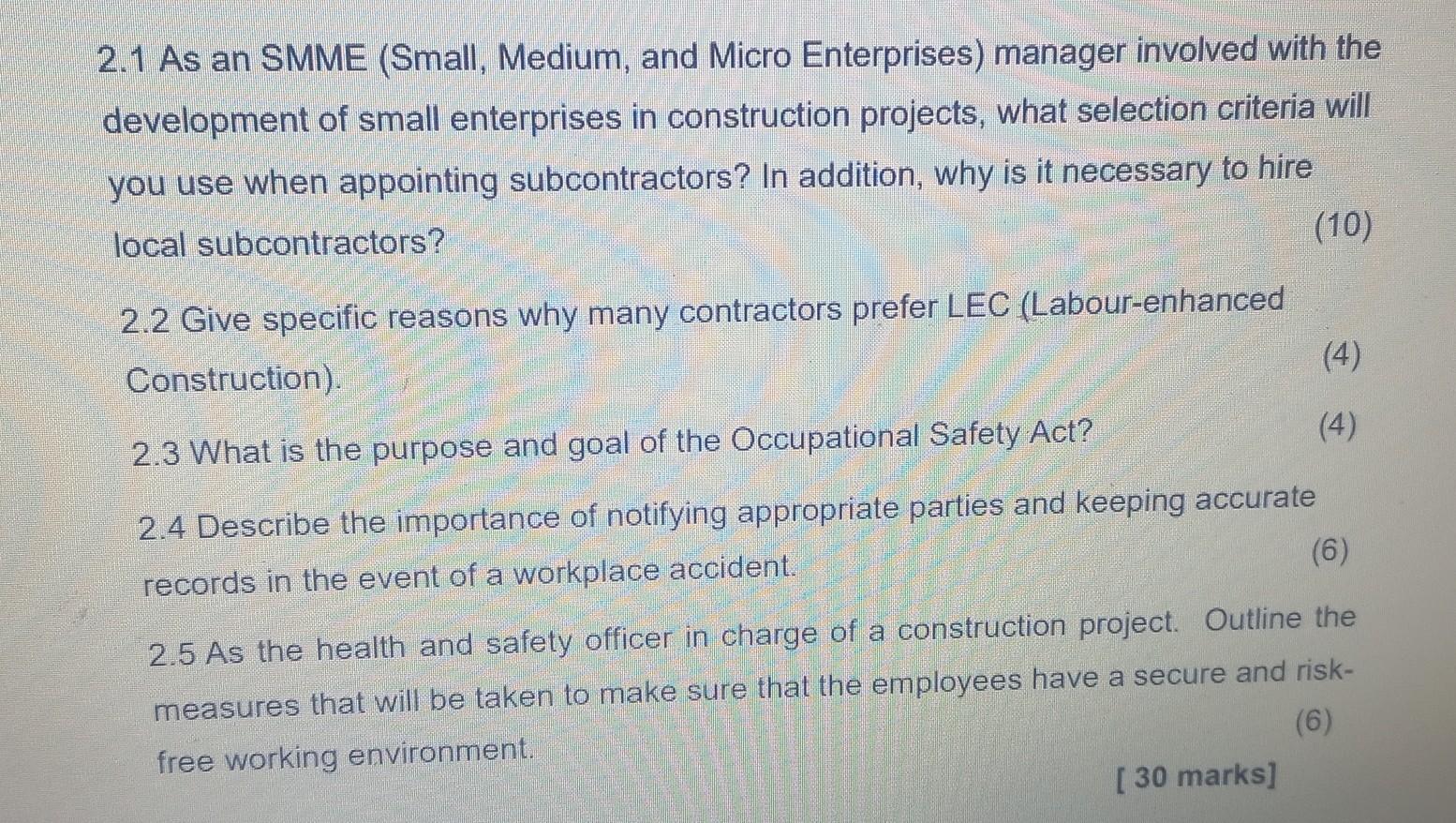 Solved 2.1 As an SMME (Small, Medium, and Micro Enterprises) | Chegg.com