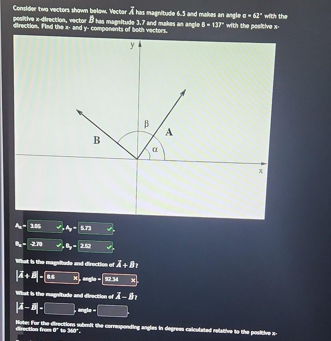 Solved Consider Two Vectors Shown Below. Vector A Has | Chegg.com