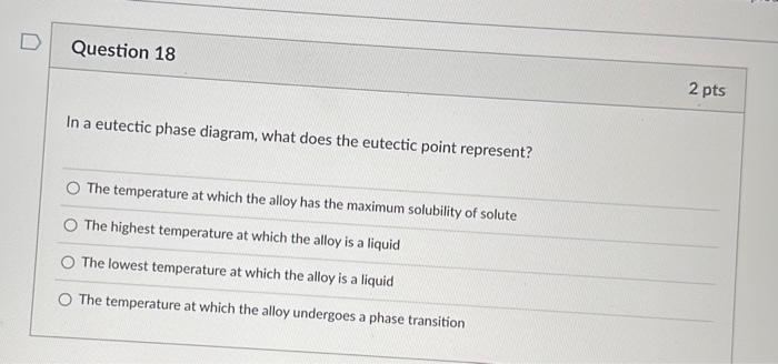 Solved In the phase diagram of a binary alloy, what does the | Chegg.com