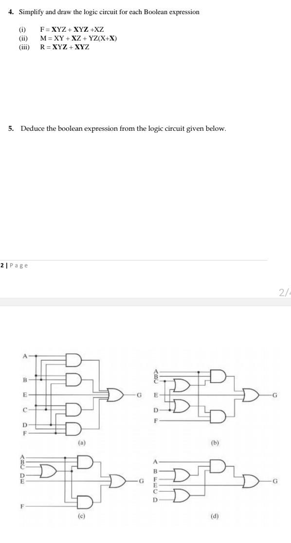 Solved 4. Simplify and draw the logic circuit for each | Chegg.com
