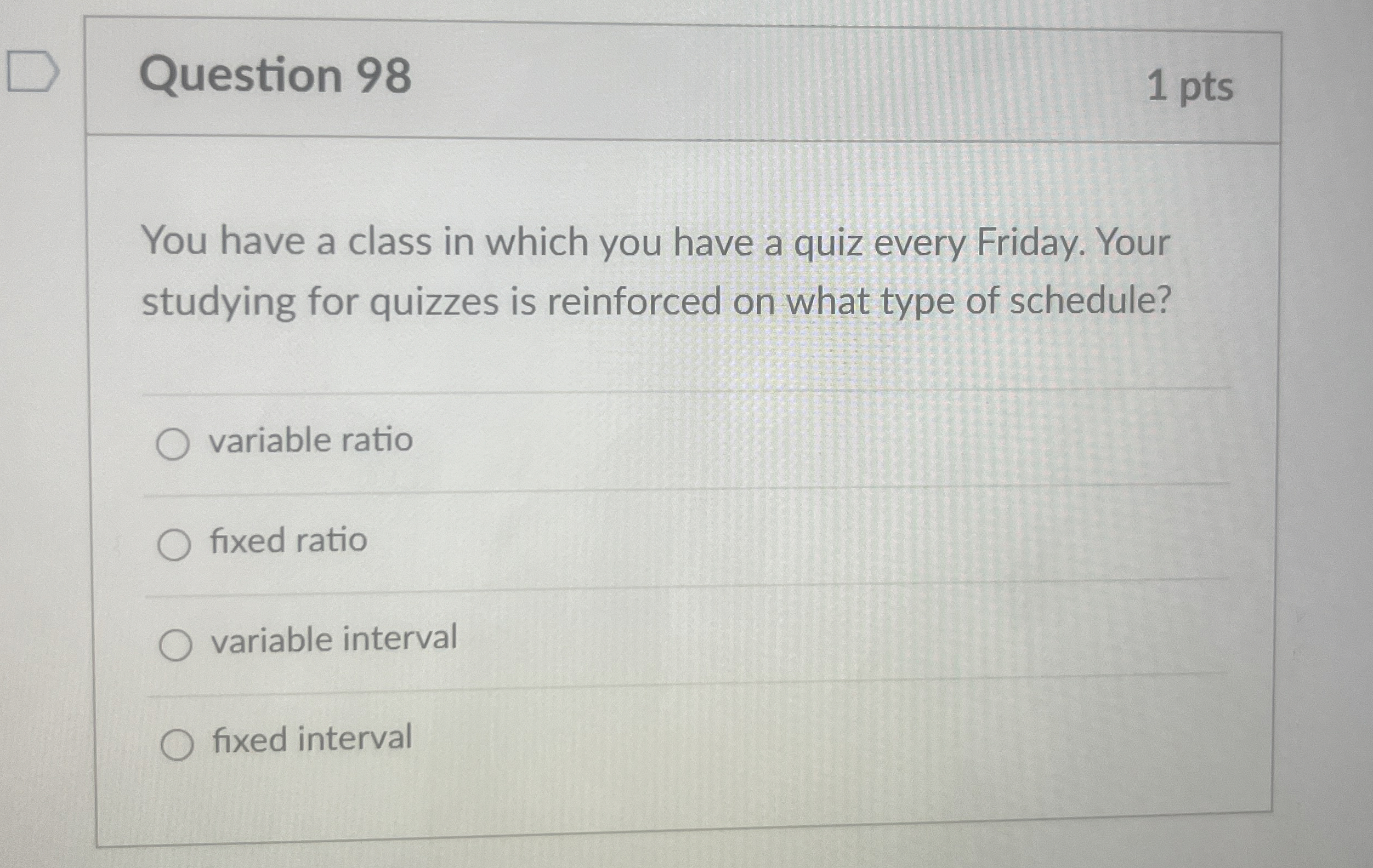 Solved Question 981 ﻿ptsYou have a class in which you have a | Chegg.com