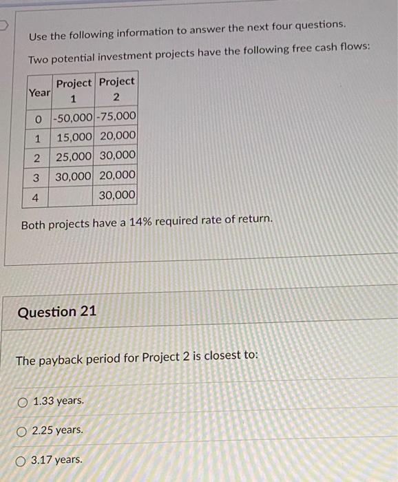 Solved Use The Following Information To Answer The Next Four | Chegg.com