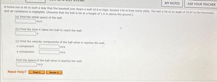 Solved A home run is hit in such a way that the basebal just | Chegg.com