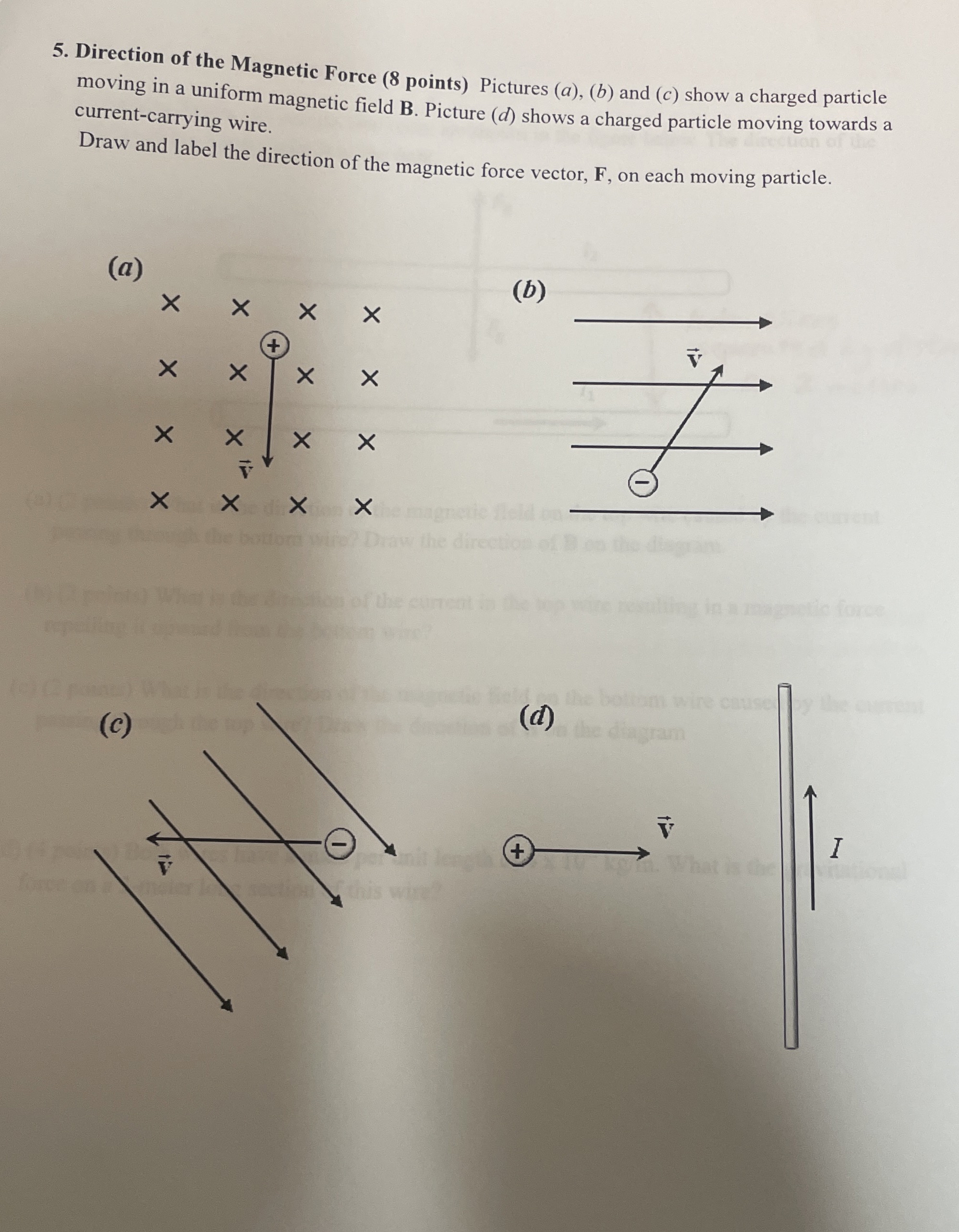 Solved Direction of the Magnetic Force (8 ﻿points) ﻿Pictures | Chegg.com