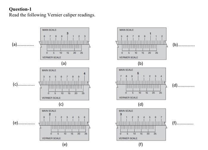 Solved Question1 Read the following Vernier caliper