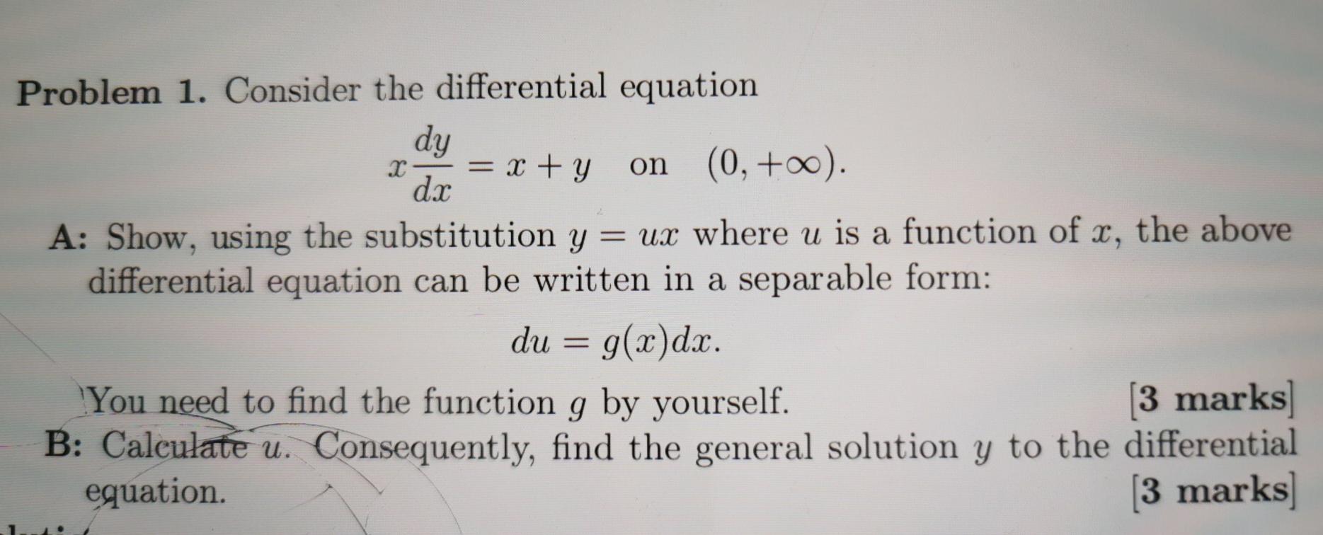 Solved х = Problem 1. Consider the differential equation dy | Chegg.com