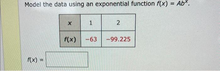 Solved Model the data using an exponential function | Chegg.com