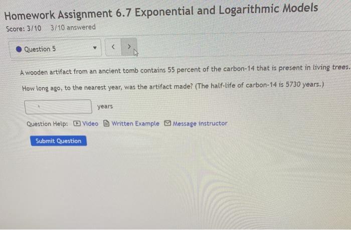 Solved Homework Assignment 6.7 Exponential and Logarithmic | Chegg.com
