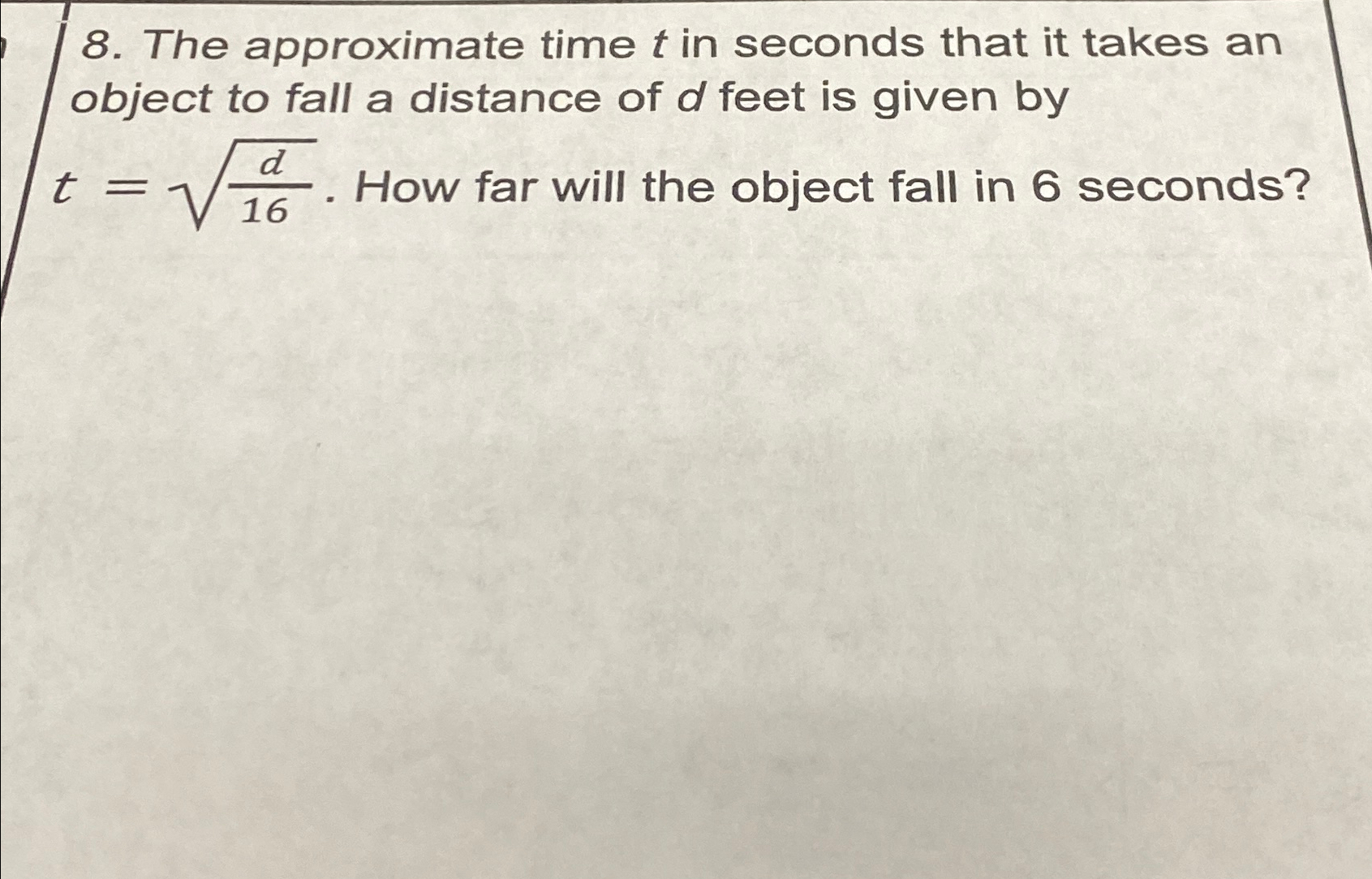 Solved The approximate time t ﻿in seconds that it takes an | Chegg.com